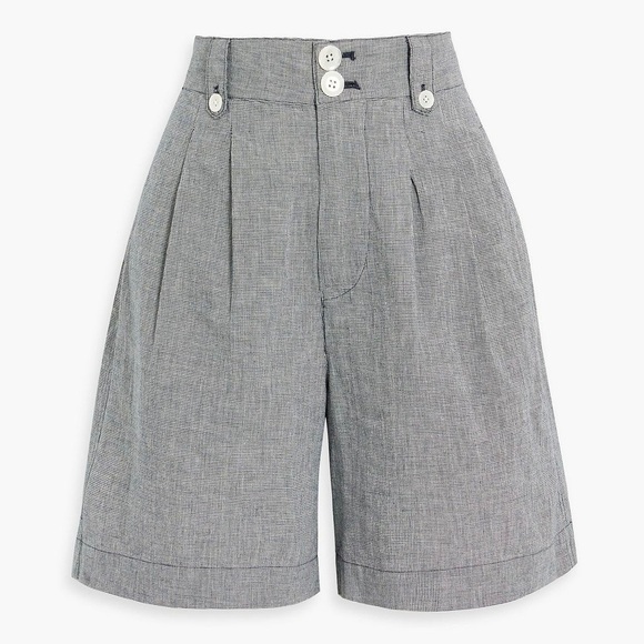 Alex Mill Pleated Houndstooth Linen-Blend Shorts - Picture 1 of 7